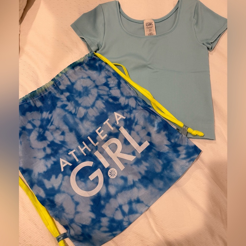 Athleta Girl Light Blue Ribbed Top